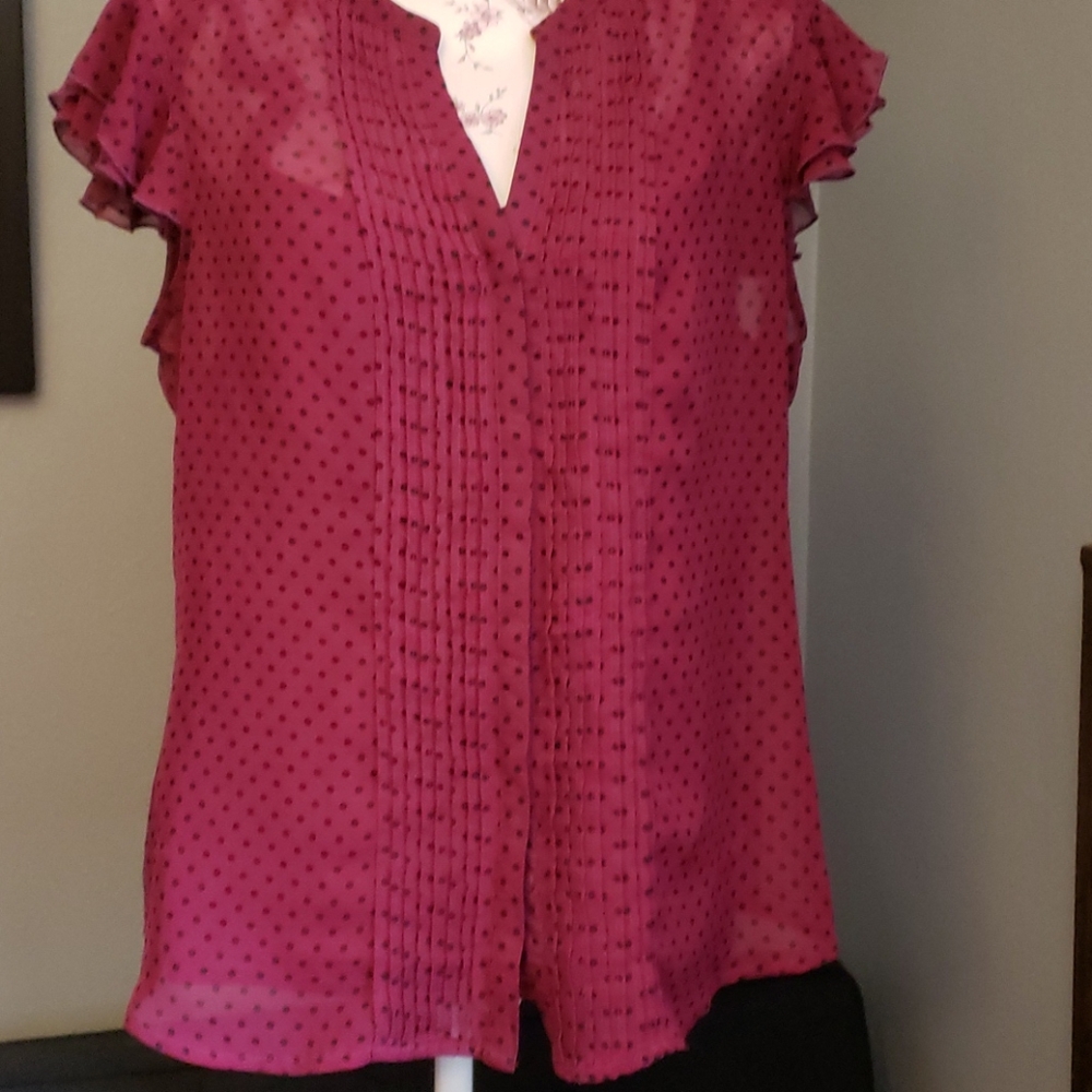 polka dot chiffon shirt